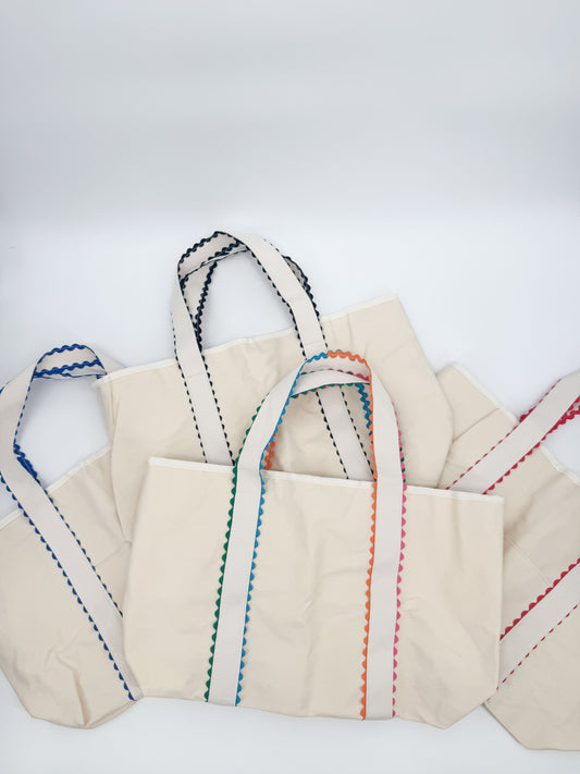 Ric Rac Scallop Canvas Tote Bag